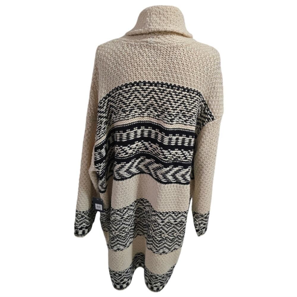 Lucky Brand Women's Fair Isle Print Coatigan Wool Cream & Black Plus XXL‎ NEW - Picture 3 of 12